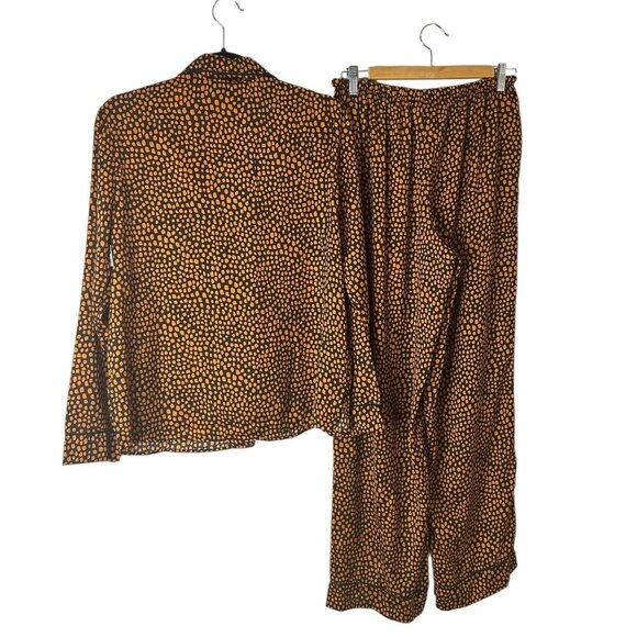 40 Winks Orange Black Pajamas Sz M Pumpkin Halloween Witchy Fall Cheetah Goth - Picture 2 of 6